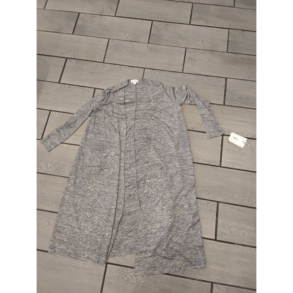 LuLaRoe Gray Sparkle Long Cardigan Duster Sweater Knit Open Front Women S‎